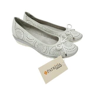 Patrizia Spring Step Light Grey Laser Cut Perforated Flat Shoe Size 41 NWT
